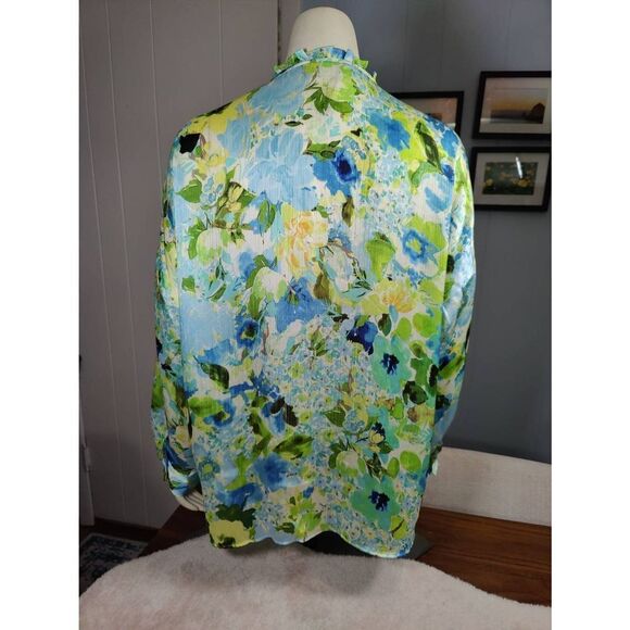 Zara Polyester Silky Long Sleeve Floral Blouse, NWOT - Picture 3 of 5